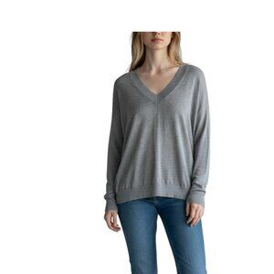 A New Day Women’s Large Gray V Neck Pullover Lightweight Knit Sweater NWT
